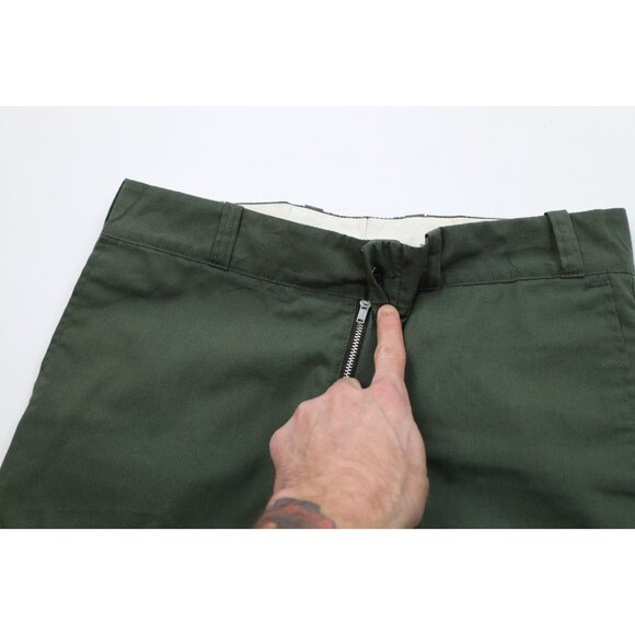 Vtg 60s Streetwear Mens 34x31 Lightweight Flared Wide Leg Chino Pants Green USA - Picture 8 of 16